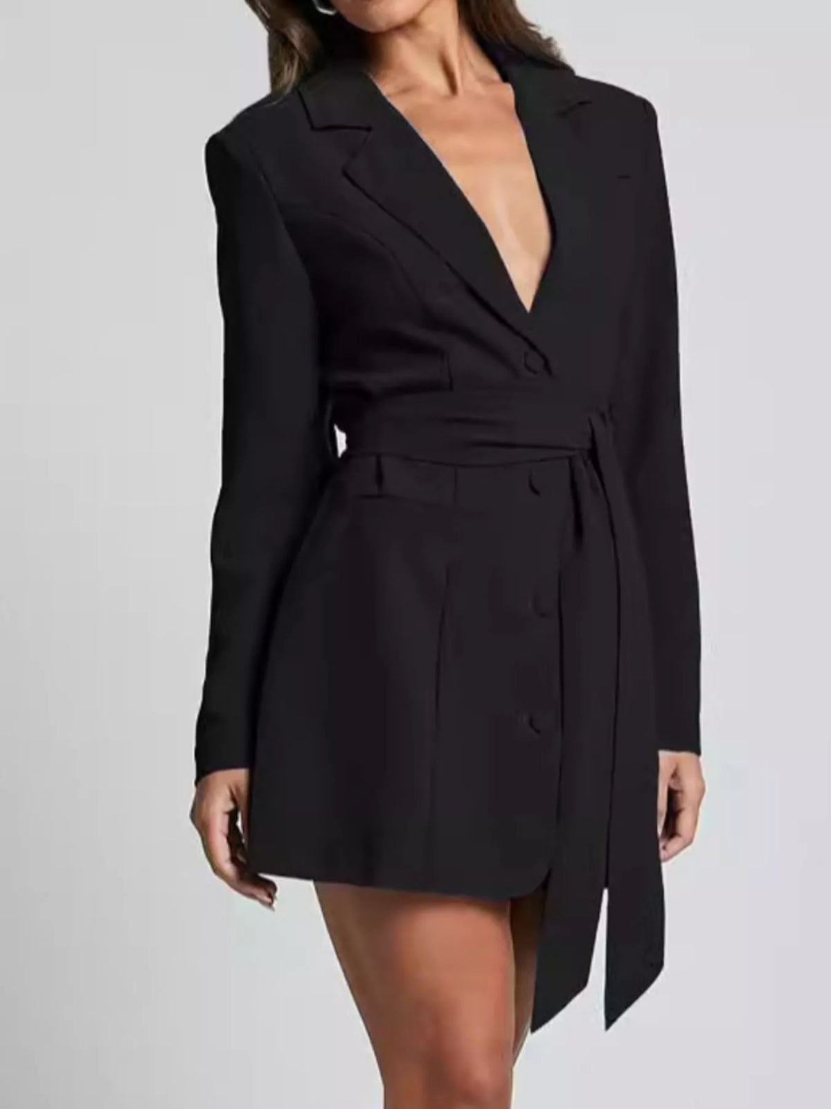 Tie Waist Lapel Blazer