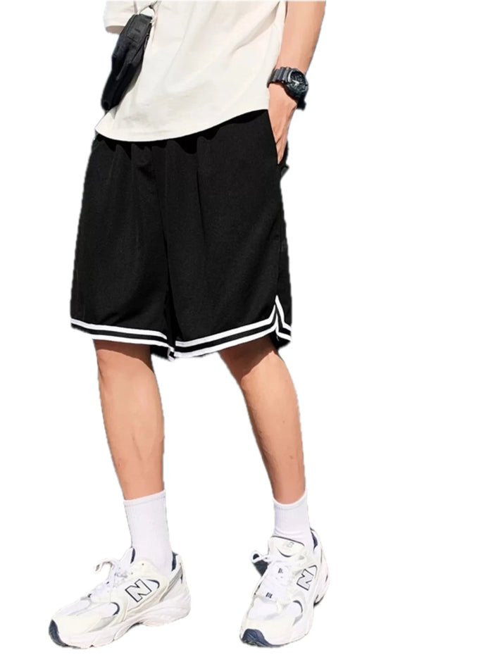 Men's Plus Size Drawstring Striped Shorts