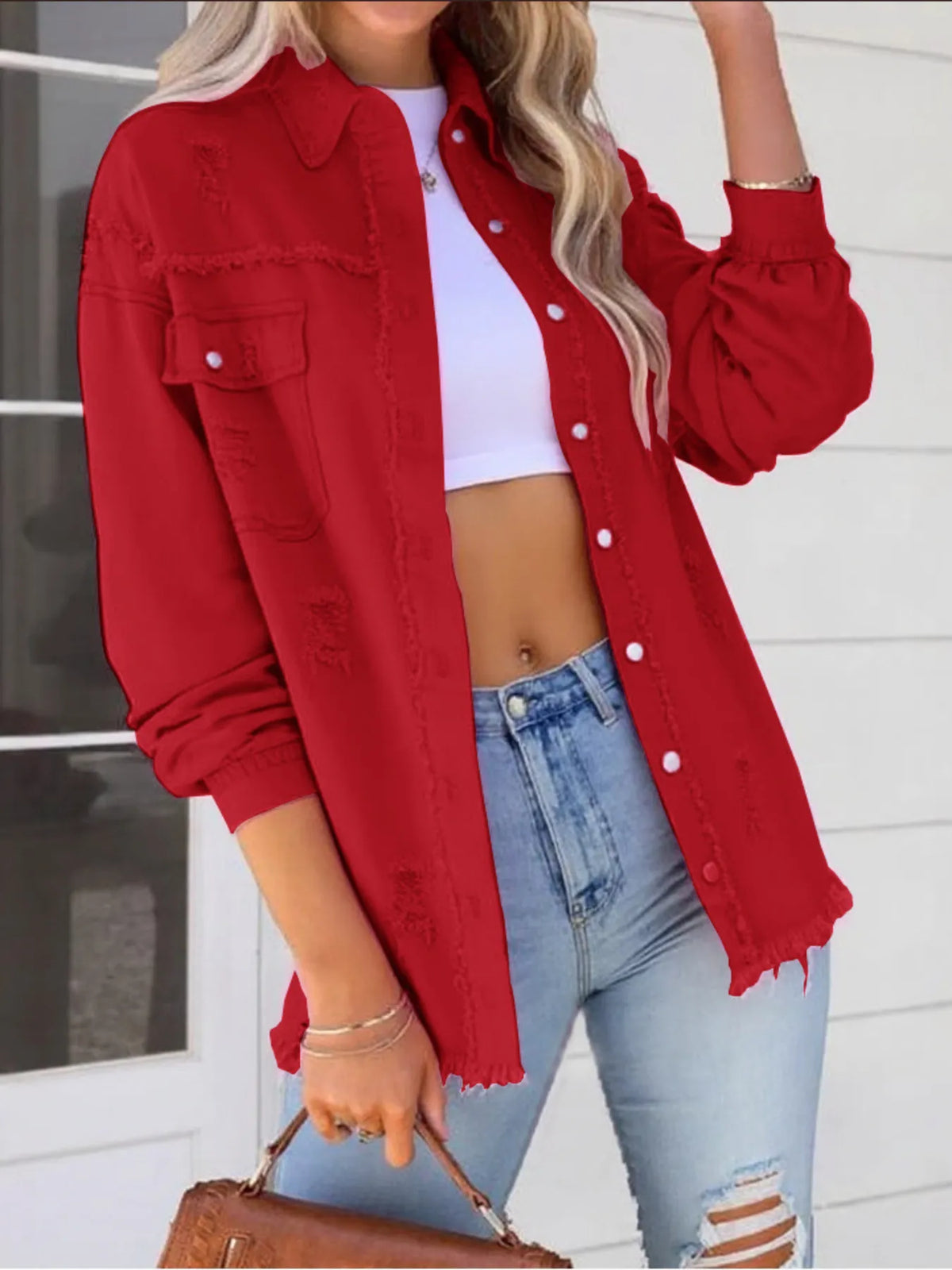 Distressed Frayed Denim Jacket