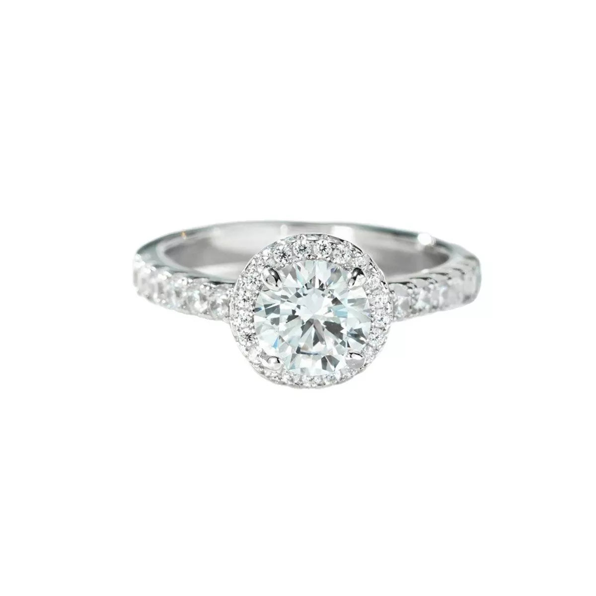 Pave Band 1 Carat 925 Sterling Silver Moissanite Ring for Women