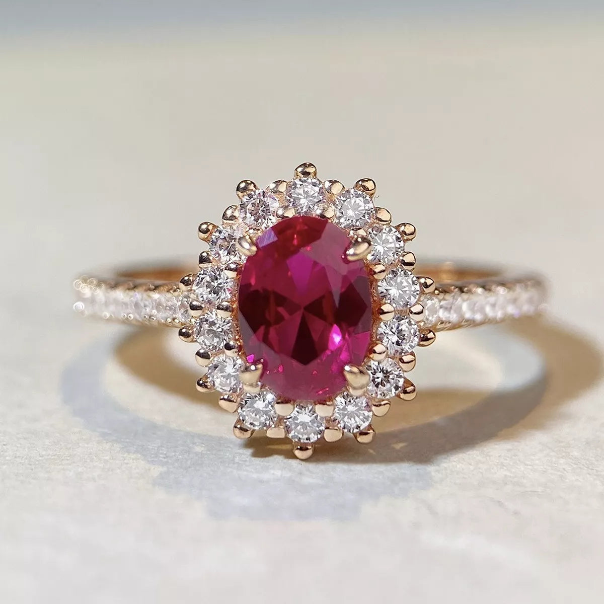 18K Gold-Plated 925 Sterling Silver Oval Ring for Women