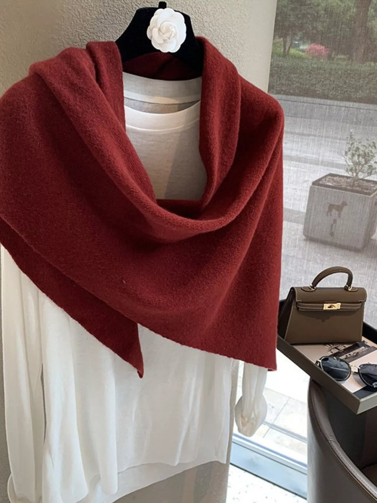 100% Wool Knit Scarf Shawl for Women