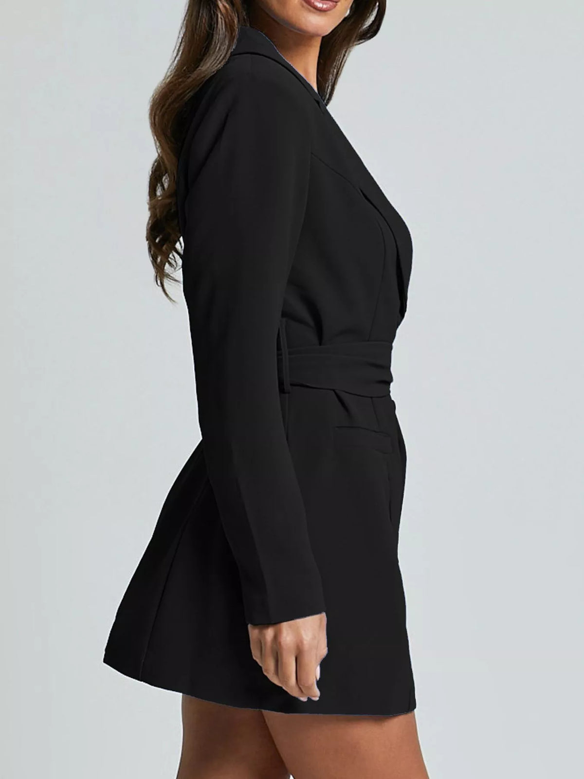 Tie Waist Lapel Blazer