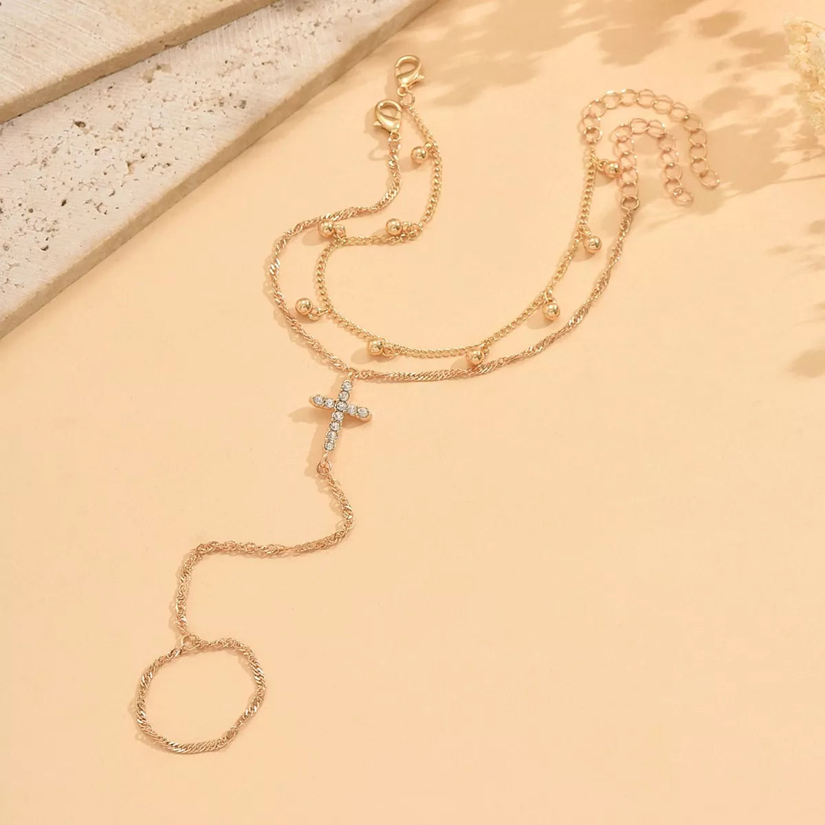 18K Gold-Plated Chain Cross Bracelet for Women