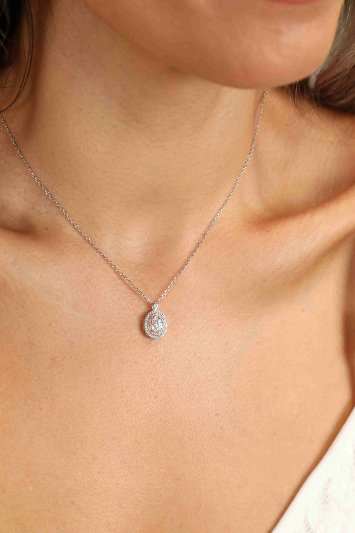 Adored 925 Sterling Silver Rhodium-Plated 1 Carat Moissanite Pendant Necklace for Women