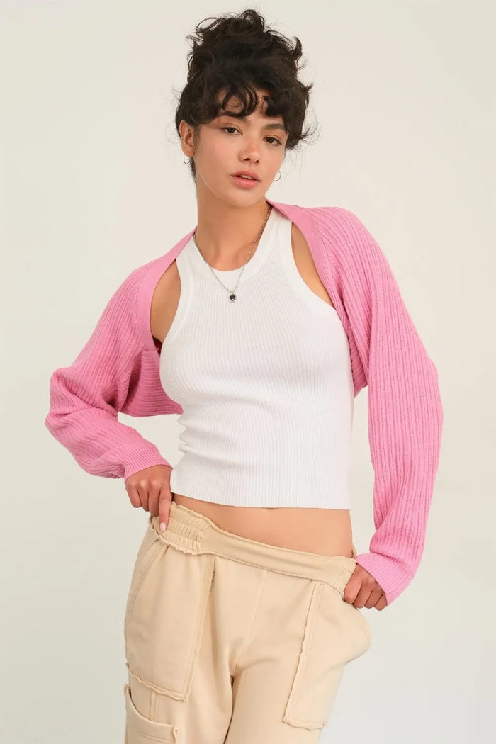 HYFVE Ribbed Knit Bolero Cardigan for Women