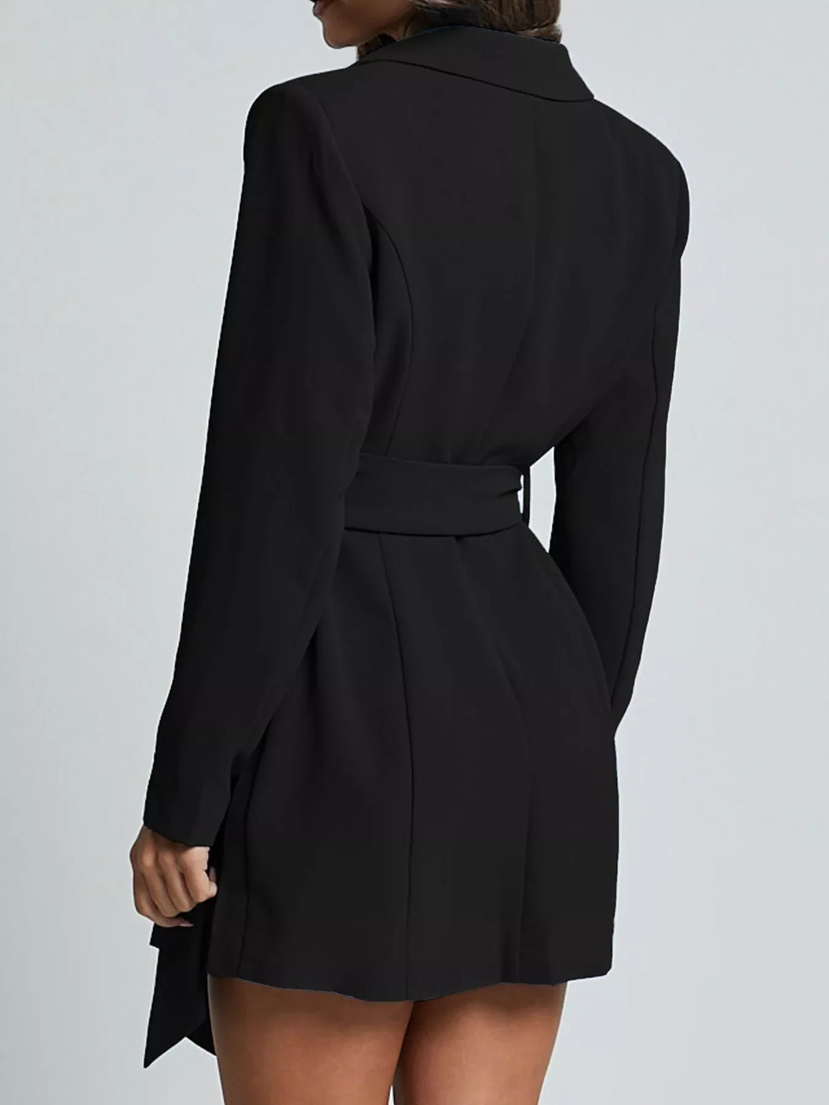 Tie Waist Lapel Blazer