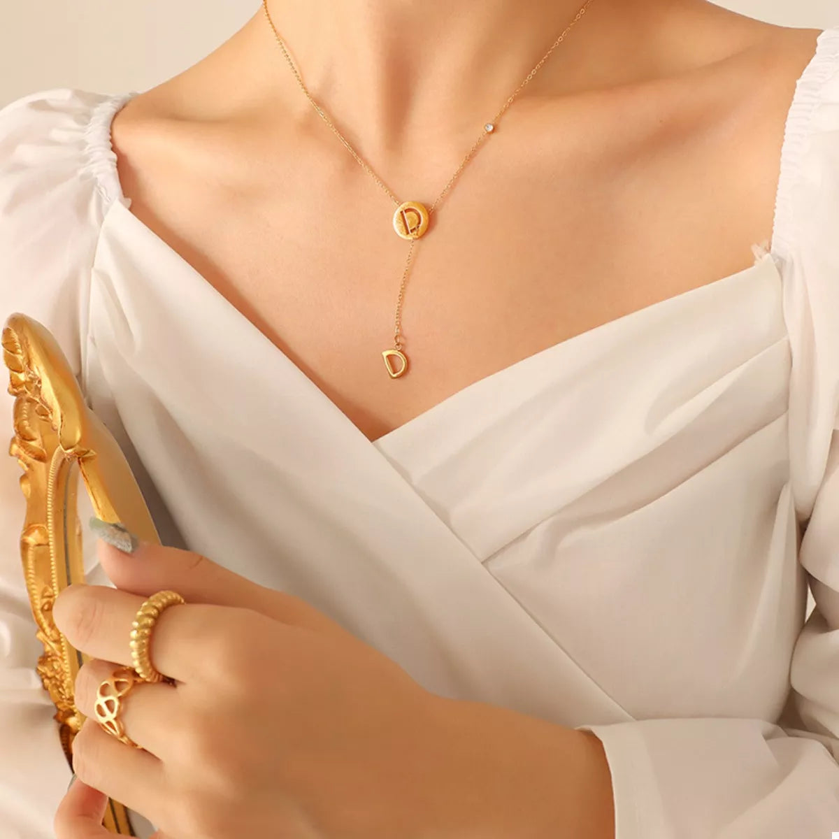 18K Gold-Plated Titanium Steel Letter Pendant Necklace – image 5 | Lilixa Trending Jewelry