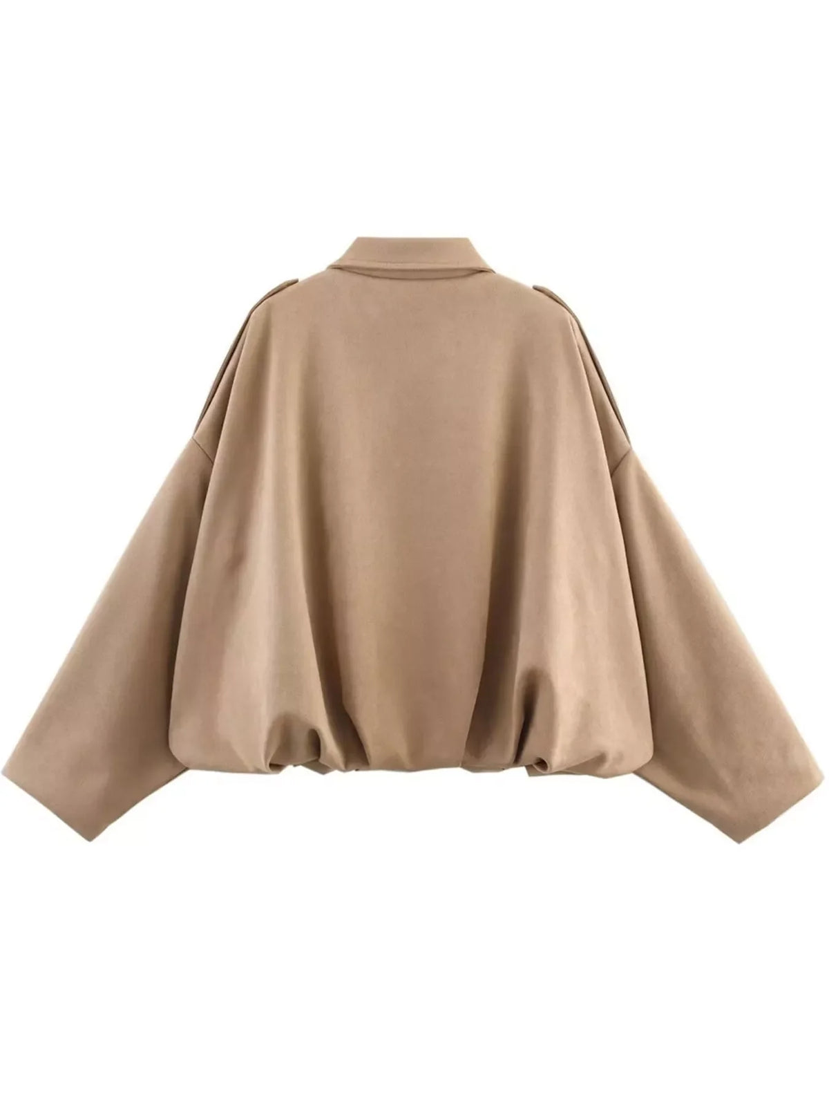 Collared Neck Dropped Shoulder Jacket for Women