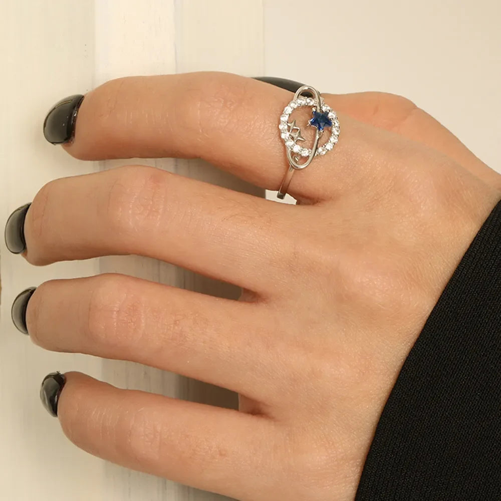Planet Shape Inlaid Zircon 925 Sterling Silver Ring – image 3 | Lilixa Trending Jewelry