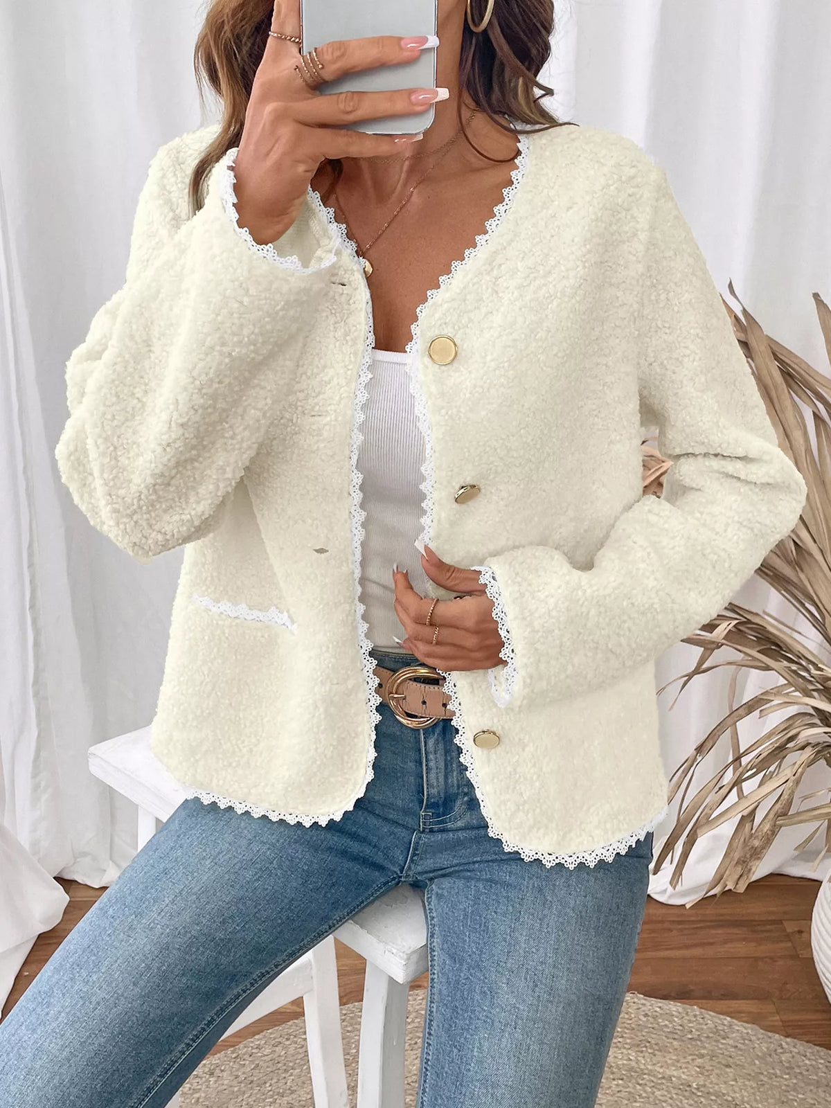 Lace Button Up Outerwear