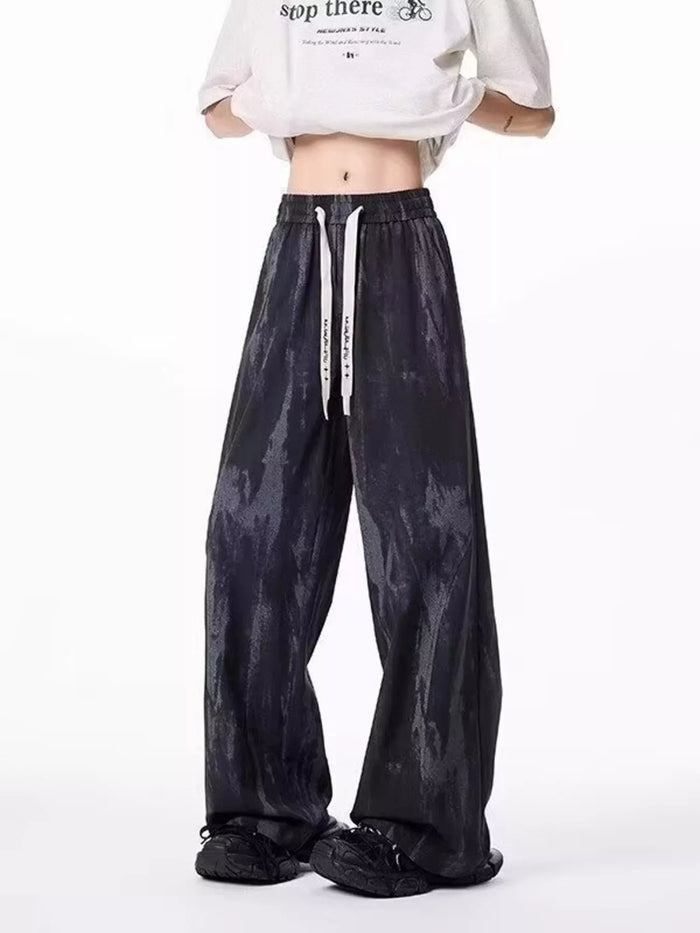 Men's Tie Dye Drawstring Wide Leg Pants
