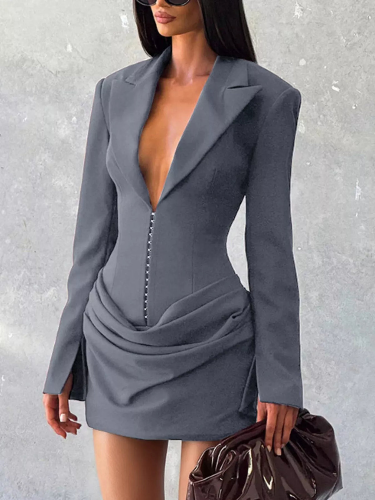 Blazer Long Sleeve Mini Dress Plus Size