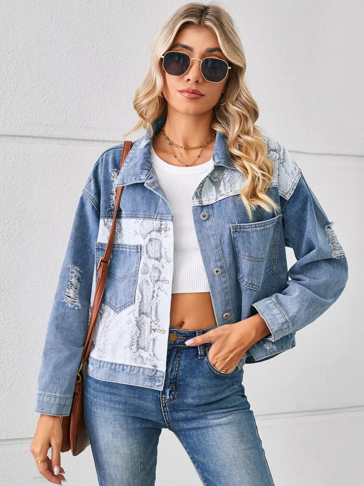 Snake Print Denim Jacket