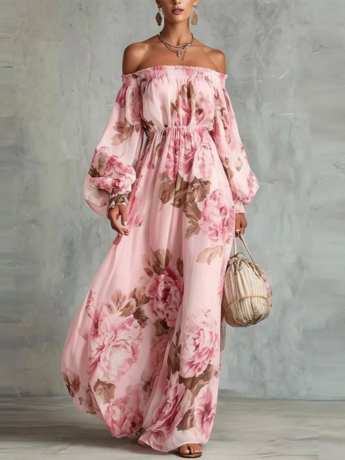Floral Off Shoulder Maxi Dress