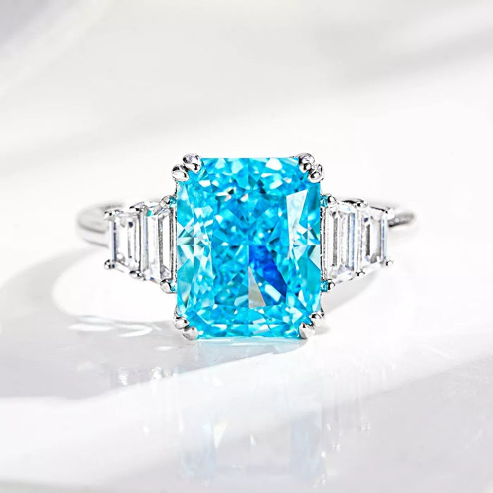 Baguette Sides 925 Sterling Silver Zircon Geometric Ring for Women