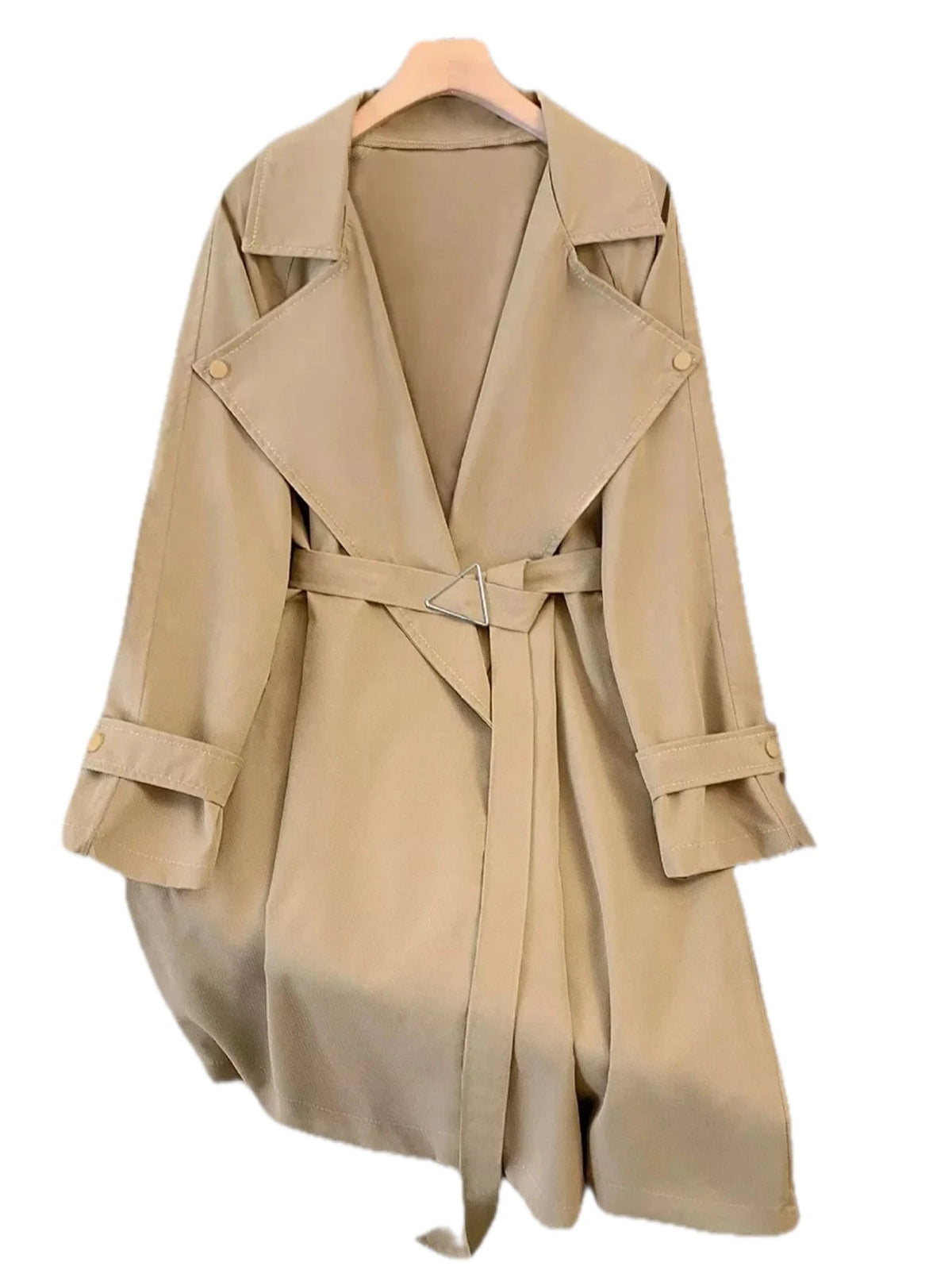 Women's Lapel Collar Longline Trench Coat