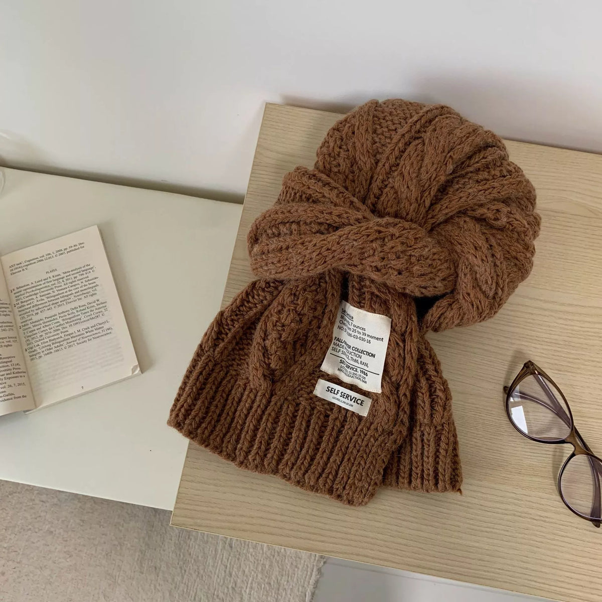 Chunky Cable Knit Scarf for Women