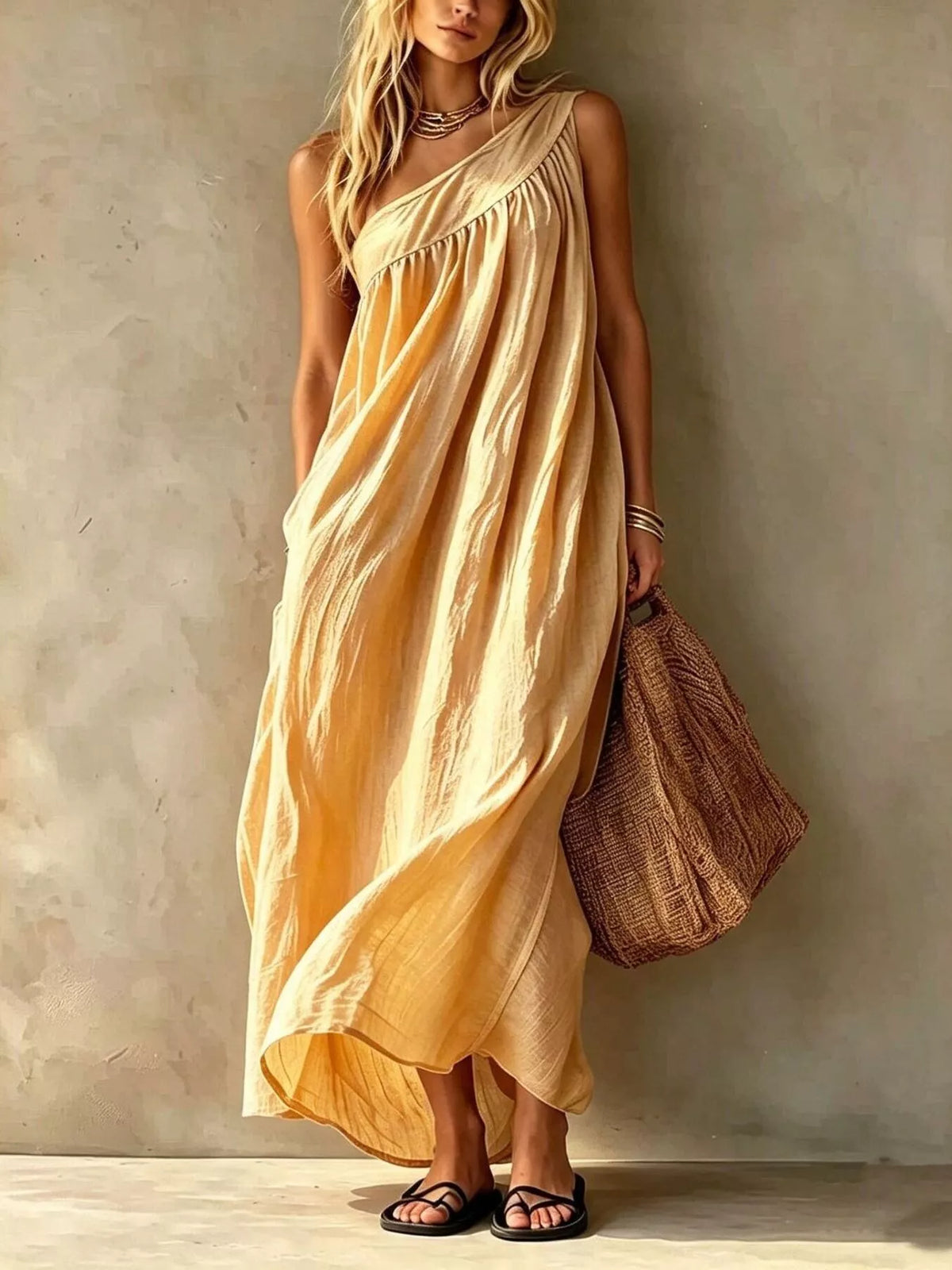 One Shoulder Maxi Dress Plus Size