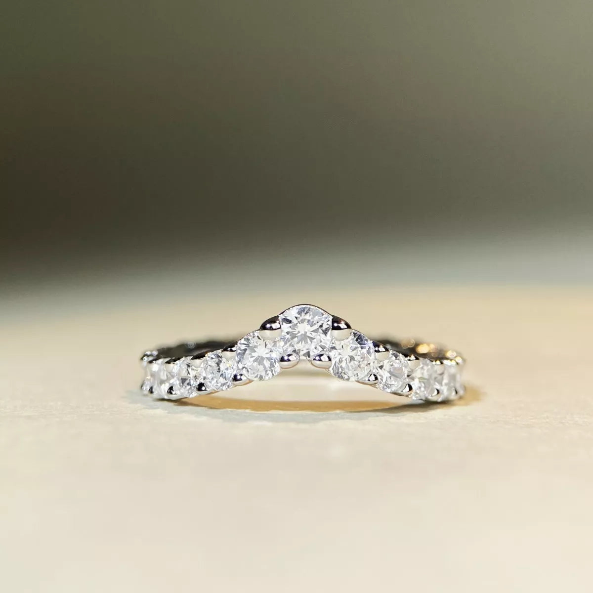 925 Sterling Silver Zircon V-Shaped Ring for Women