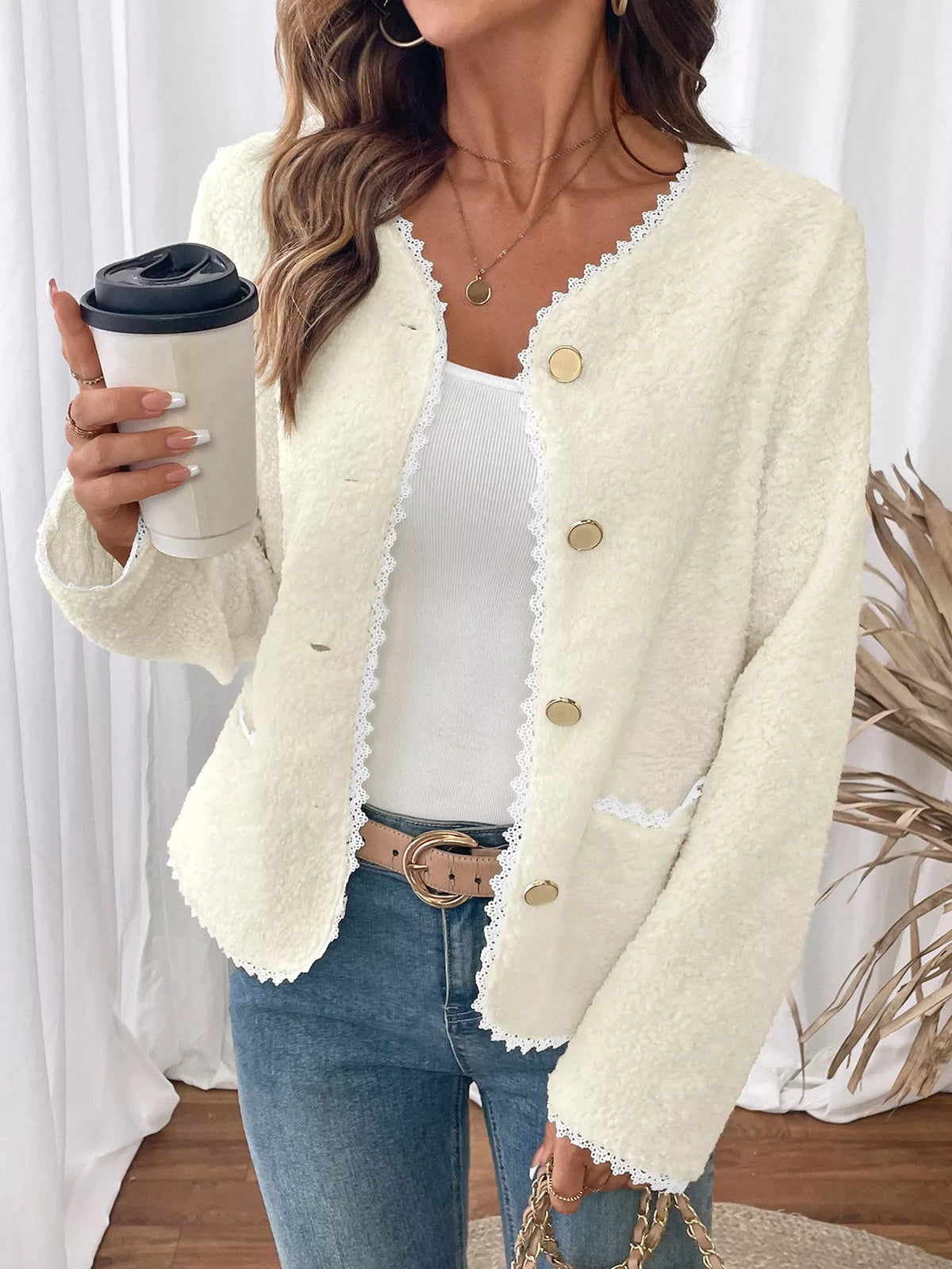 Lace Button Up Outerwear