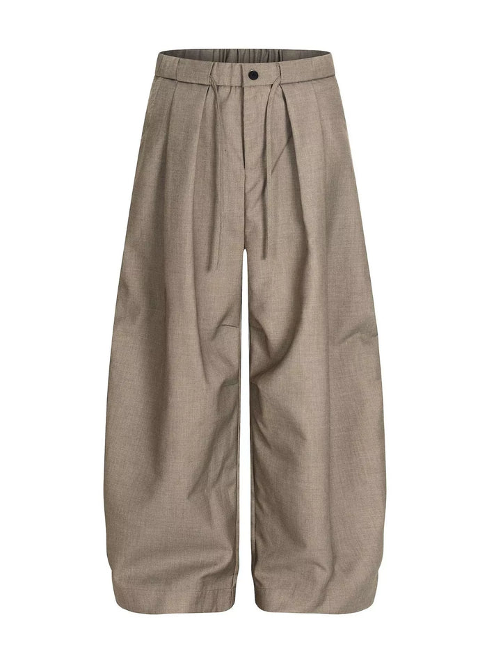 Men's Barrel Shape Wide Leg Pleated Pants