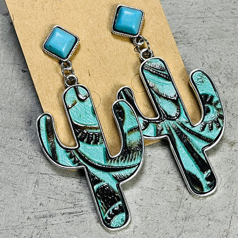 Turquoise Cactus Earrings – image 2 | Lilixa Trending Jewelry