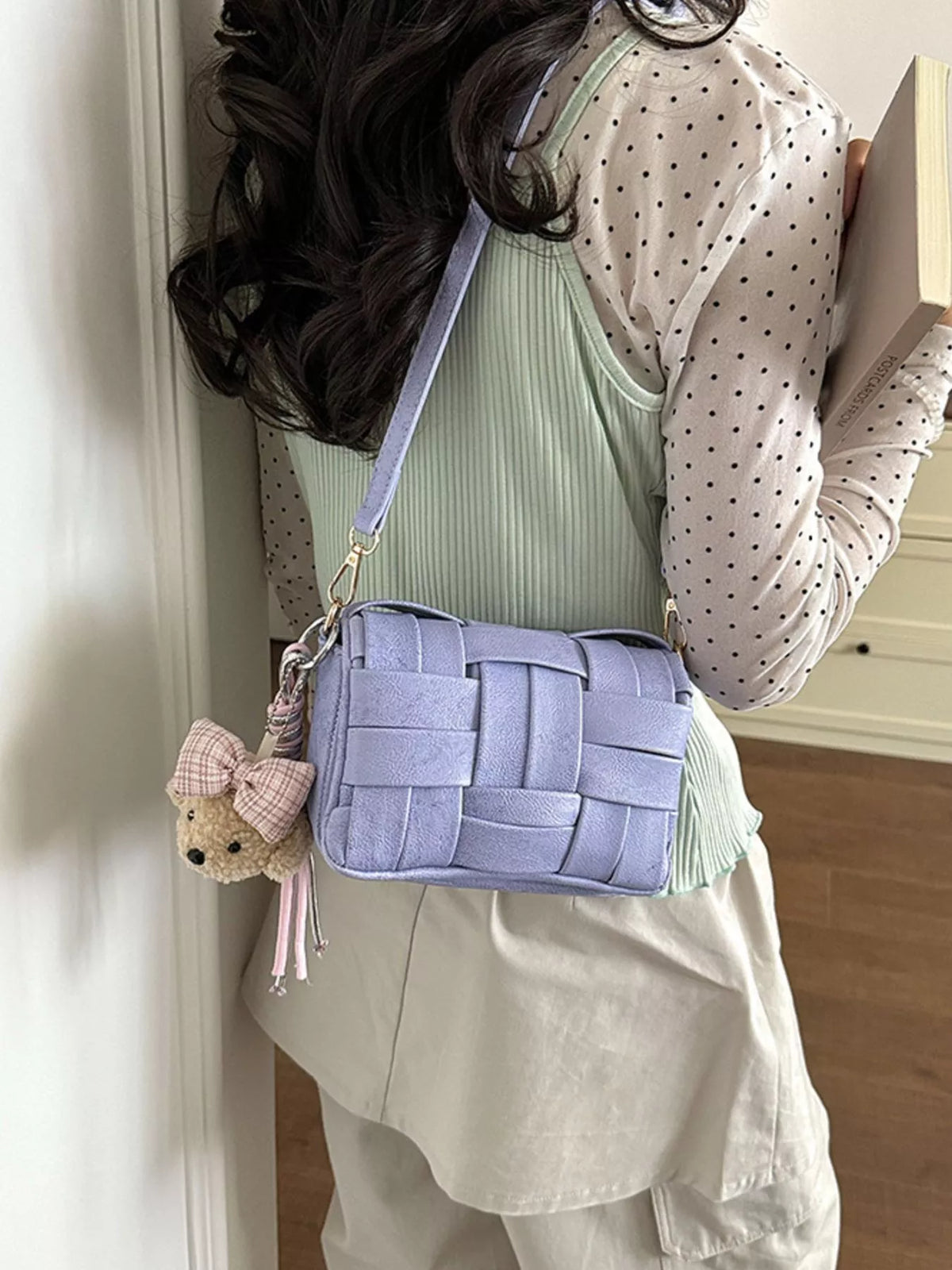 Woven Texture Crossbody Bag in Purple