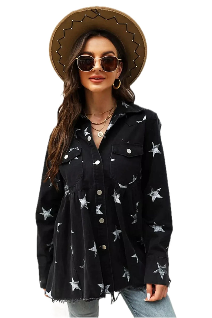 Star Print Denim Jacket