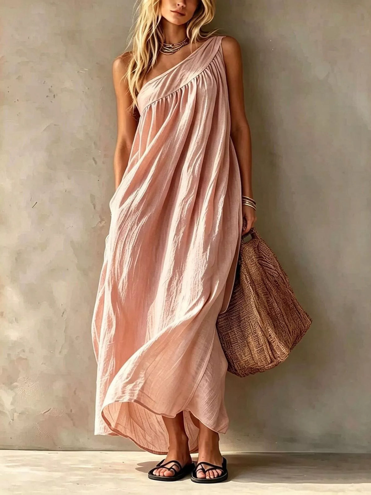 Full Size One-Shoulder Maxi Dress for Women Plus Size
