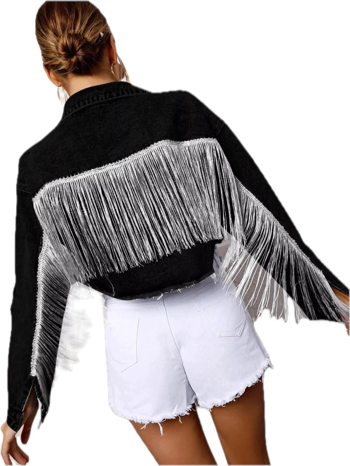Fringe Cropped Denim Jacket