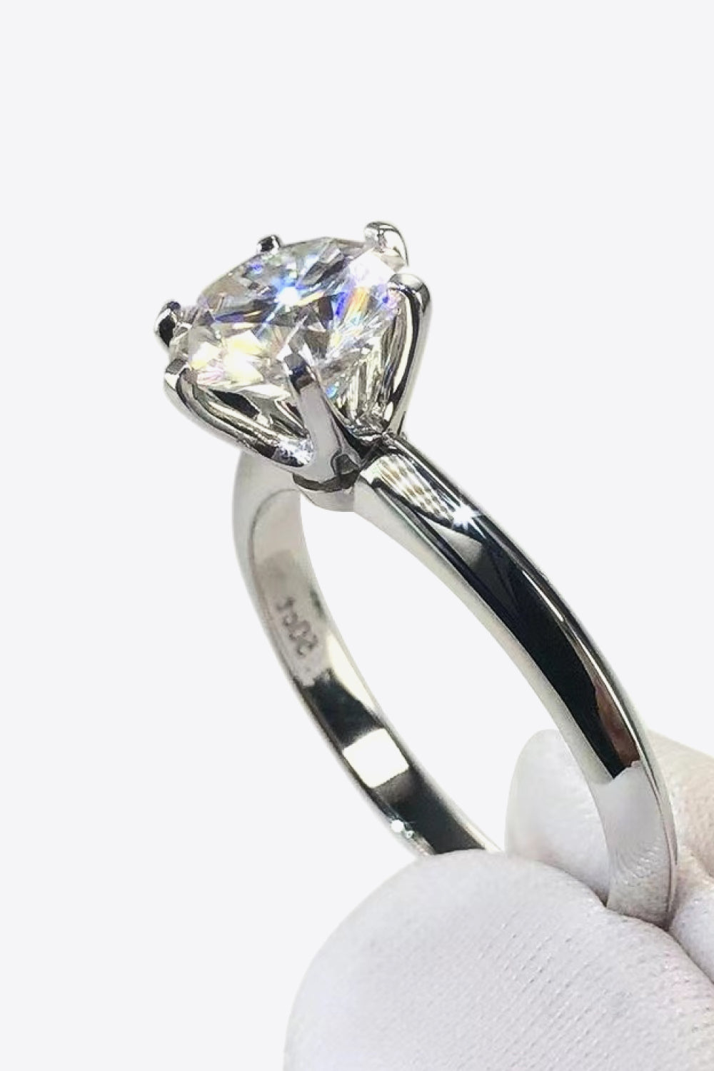 Adored 925 Sterling Silver 3 Carat Moissanite 6-Prong Ring for Women