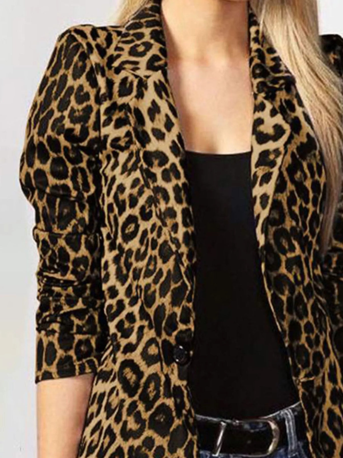 Leopard One Button Blazer