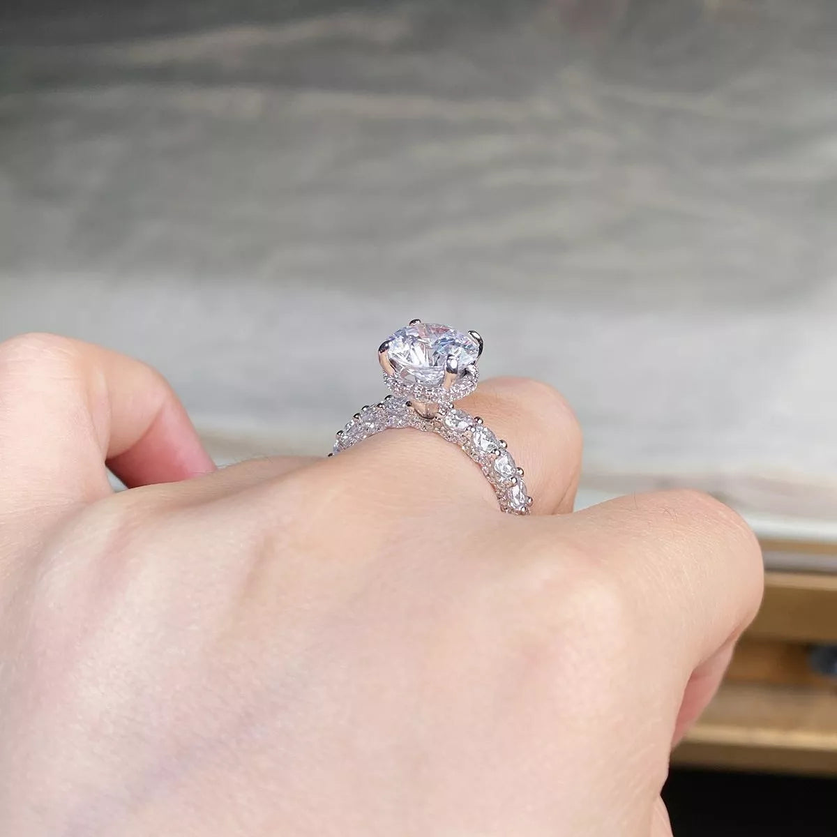 Round Solitaire 3 Carat 925 Sterling Silver Moissanite Ring for Women