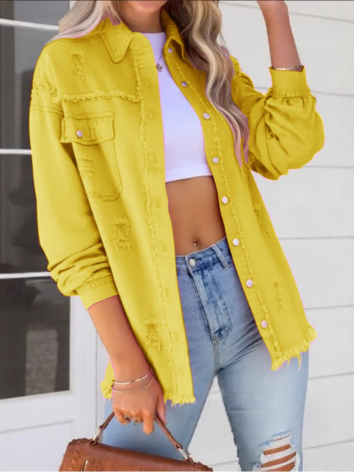 Distressed Frayed Denim Jacket