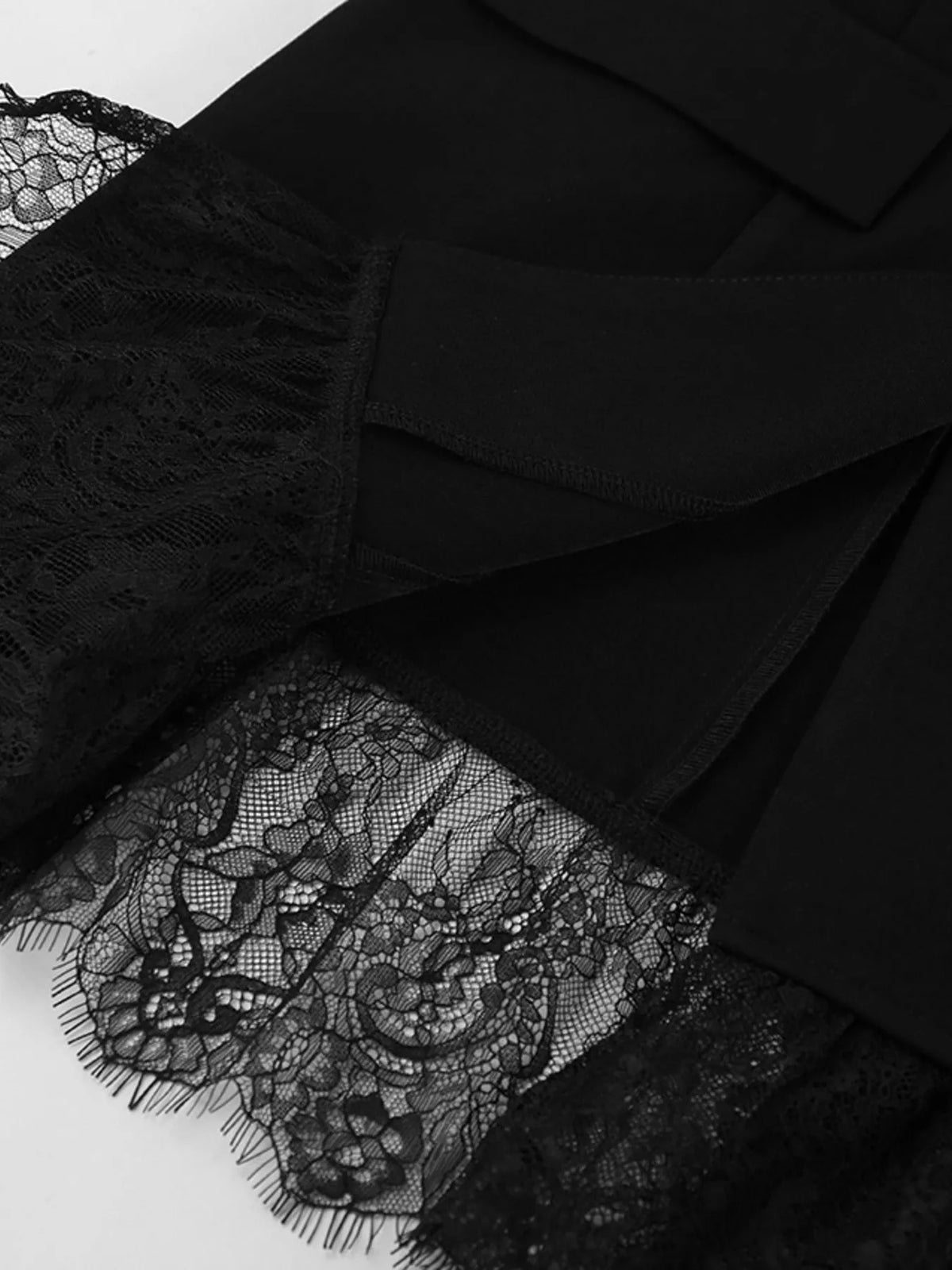 Lace Hem Lapel Blazer