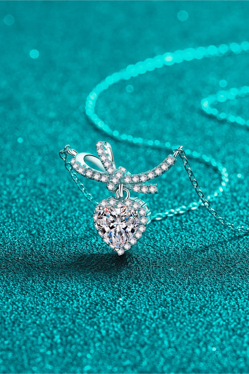 1 Carat Moissanite Heart Pendant Necklace for Women
