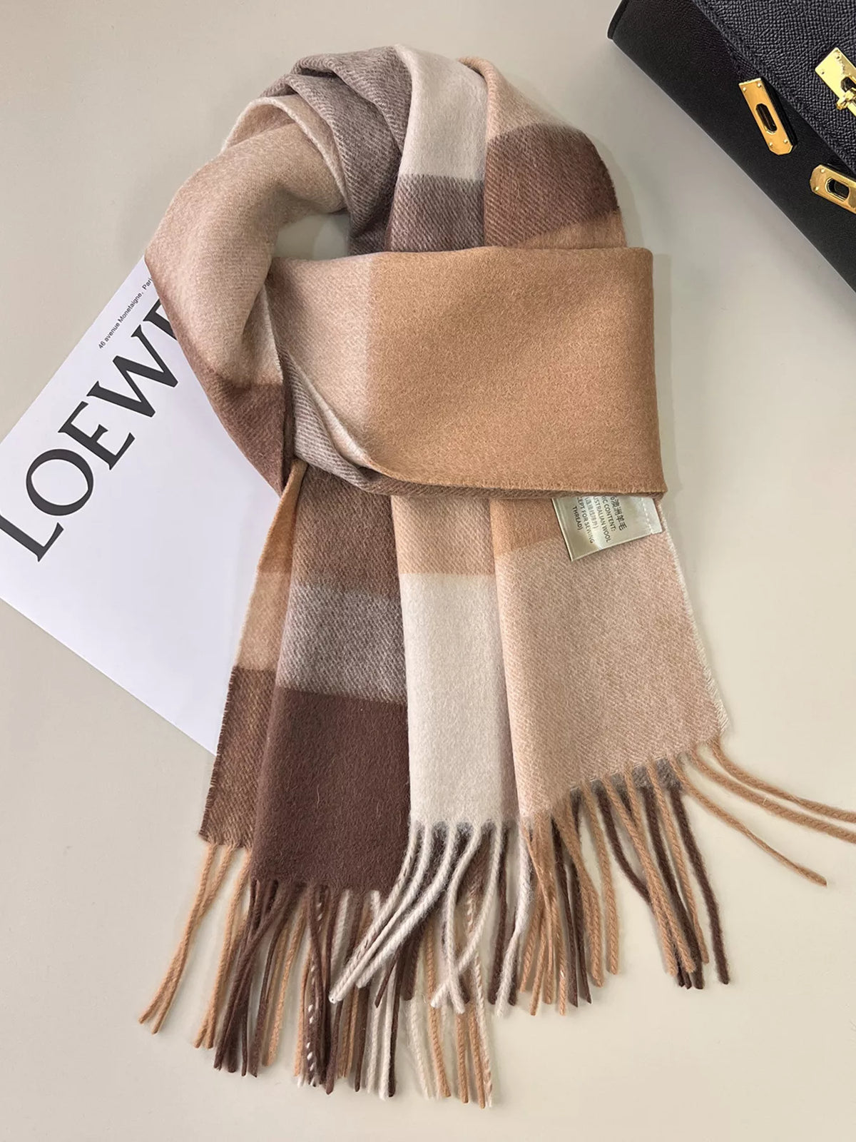 Plaid Fringe Scarf for Women