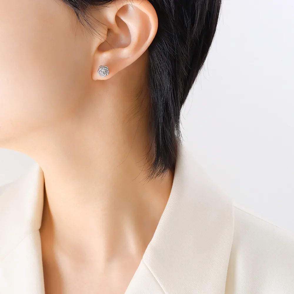 Titanium Steel Rose Stud Earrings – image 6 | Lilixa Trending Jewelry
