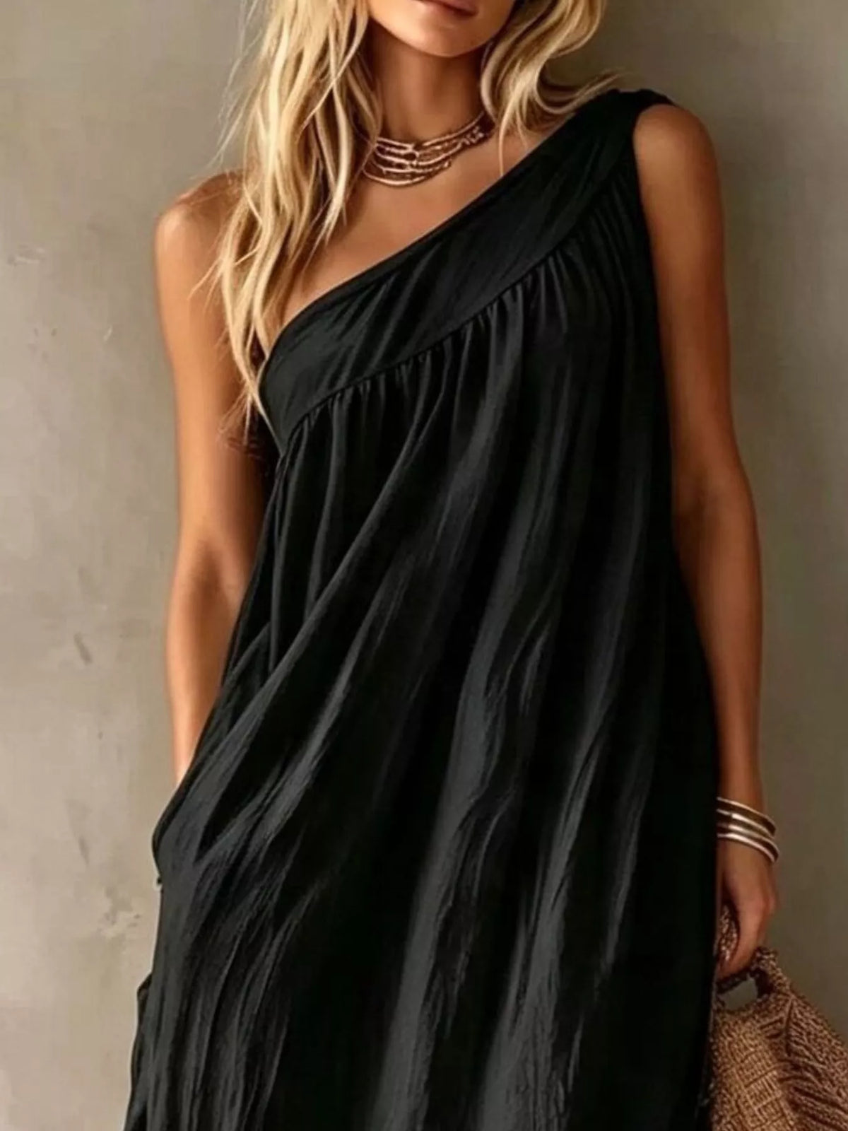One Shoulder Maxi Dress Plus Size