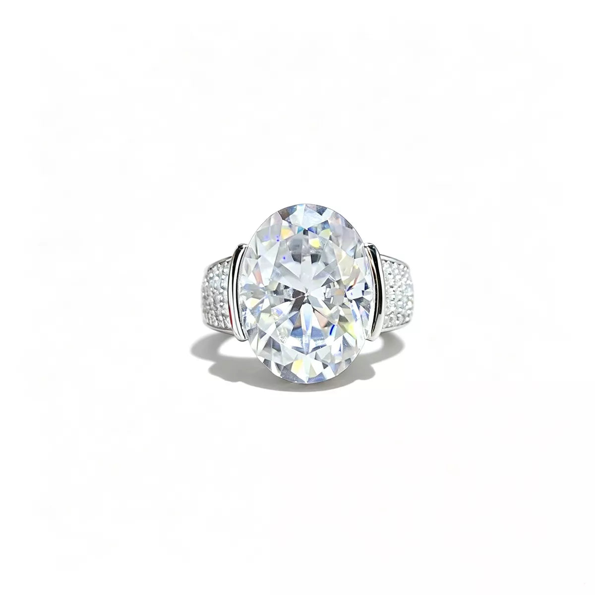 10 Carat Moissanite 925 Sterling Silver Oval Cut Ring for Women