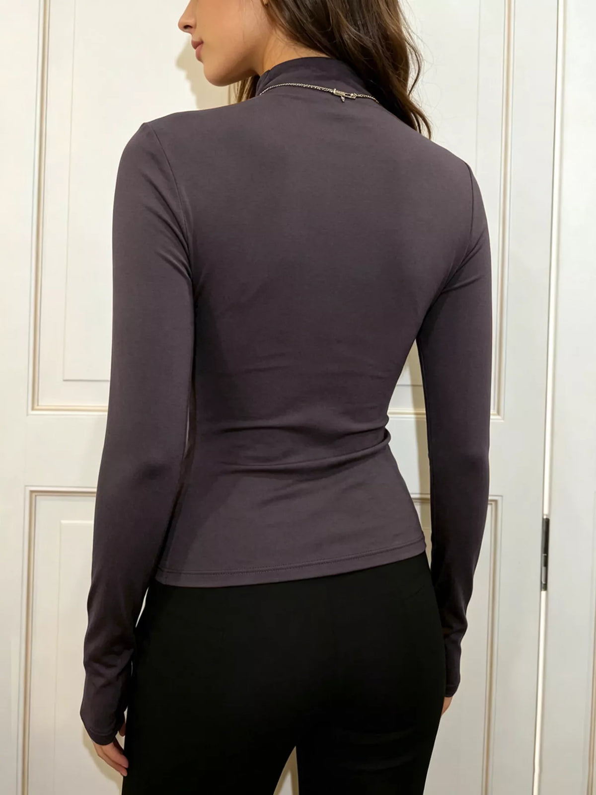 Slim Fit Mock Neck Long Sleeve T-Shirt