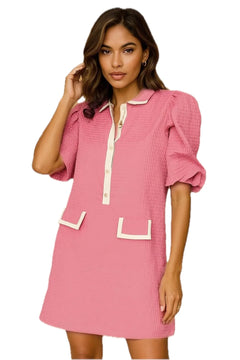 Oh Textured Puff Sleeve Dress