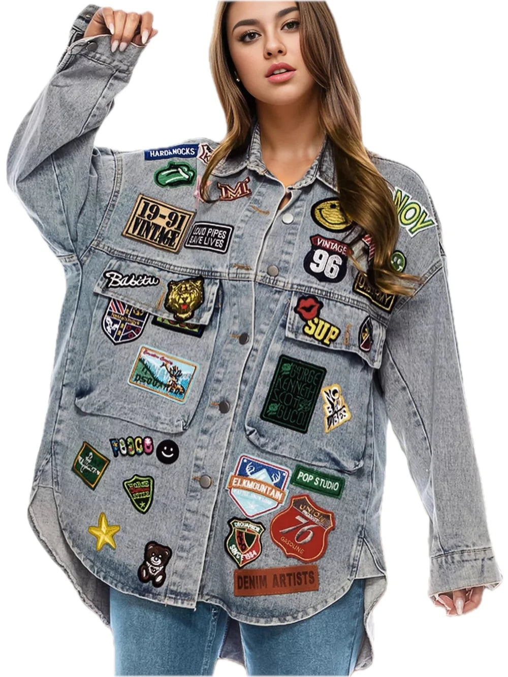 Embroidered Patch Denim Jacket