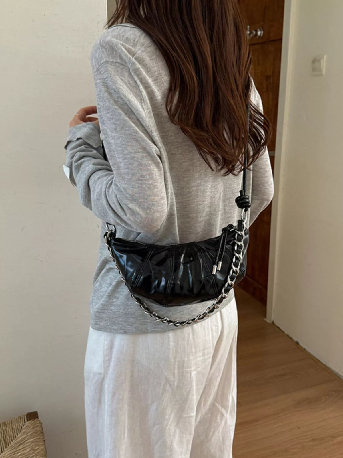 Ruched Crescent Crossbody Bag
