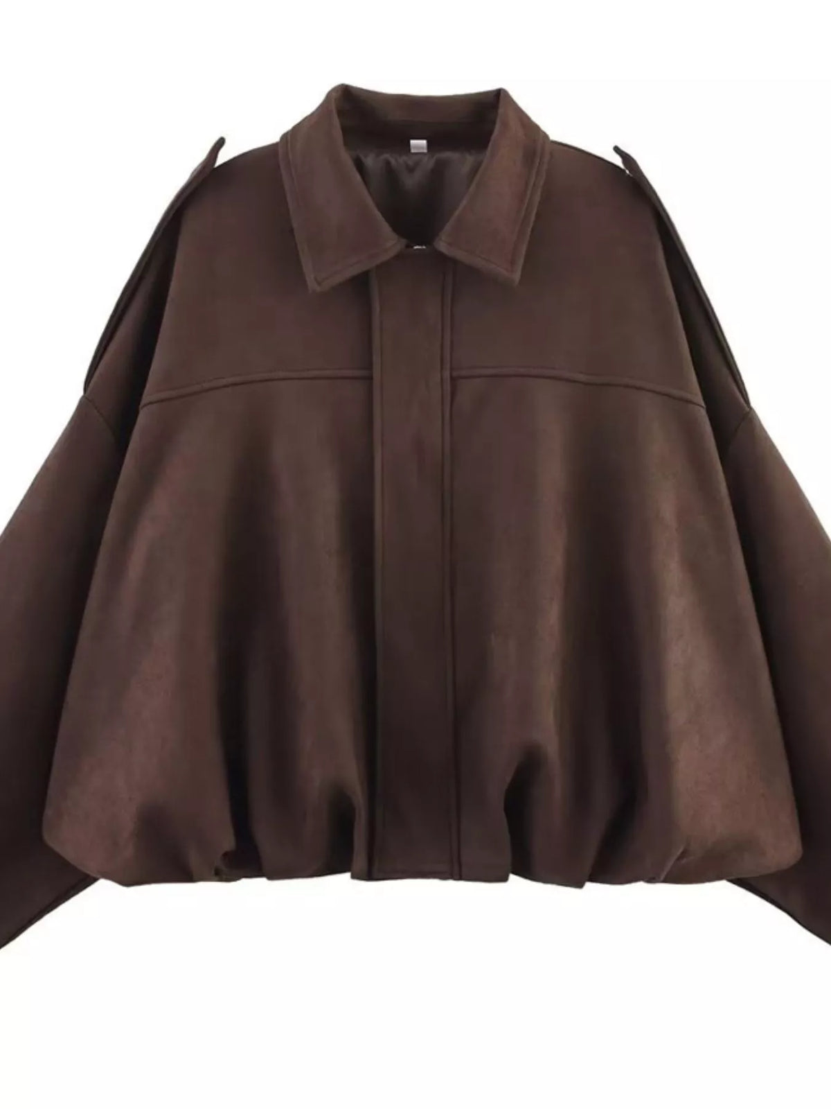 Collared Neck Dropped Shoulder Jacket for Women