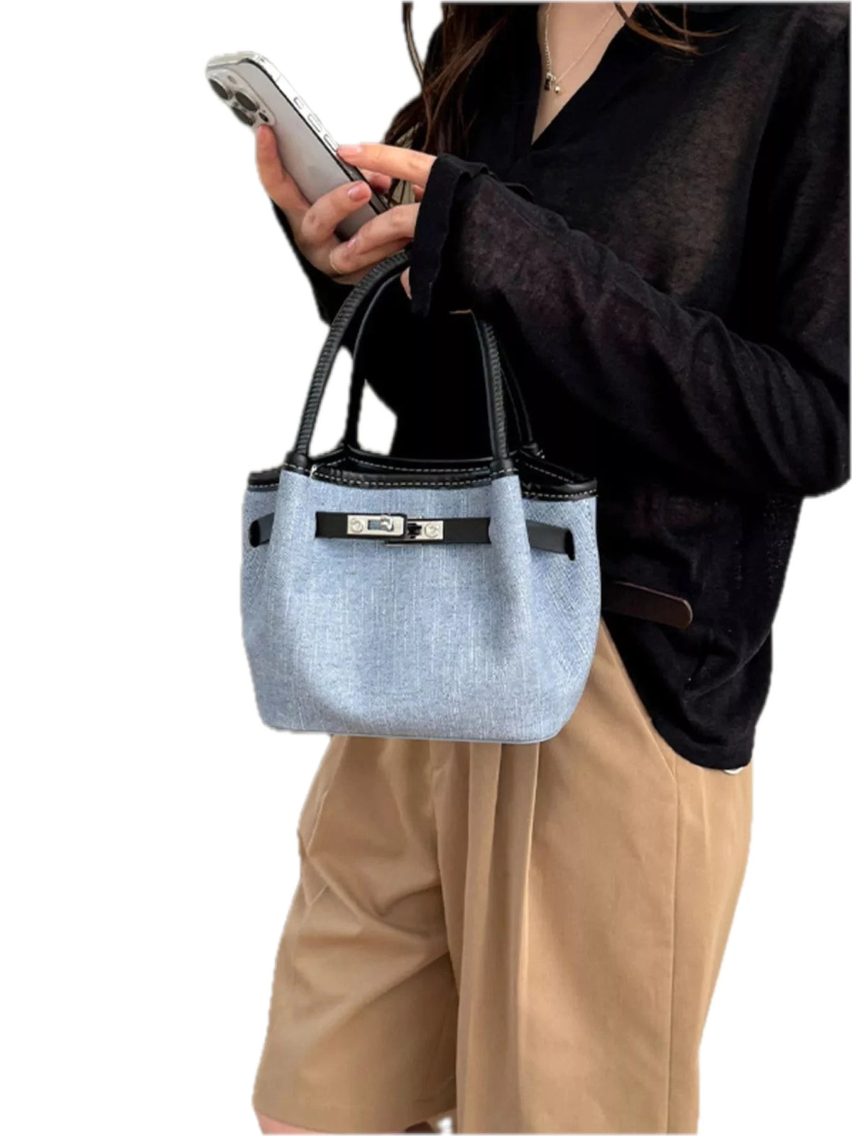 Bucket Top Handle Crossbody Bag for Women