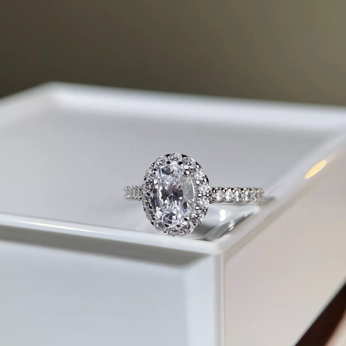 1.5 Carat Moissanite 925 Sterling Silver Oval Ring for Women