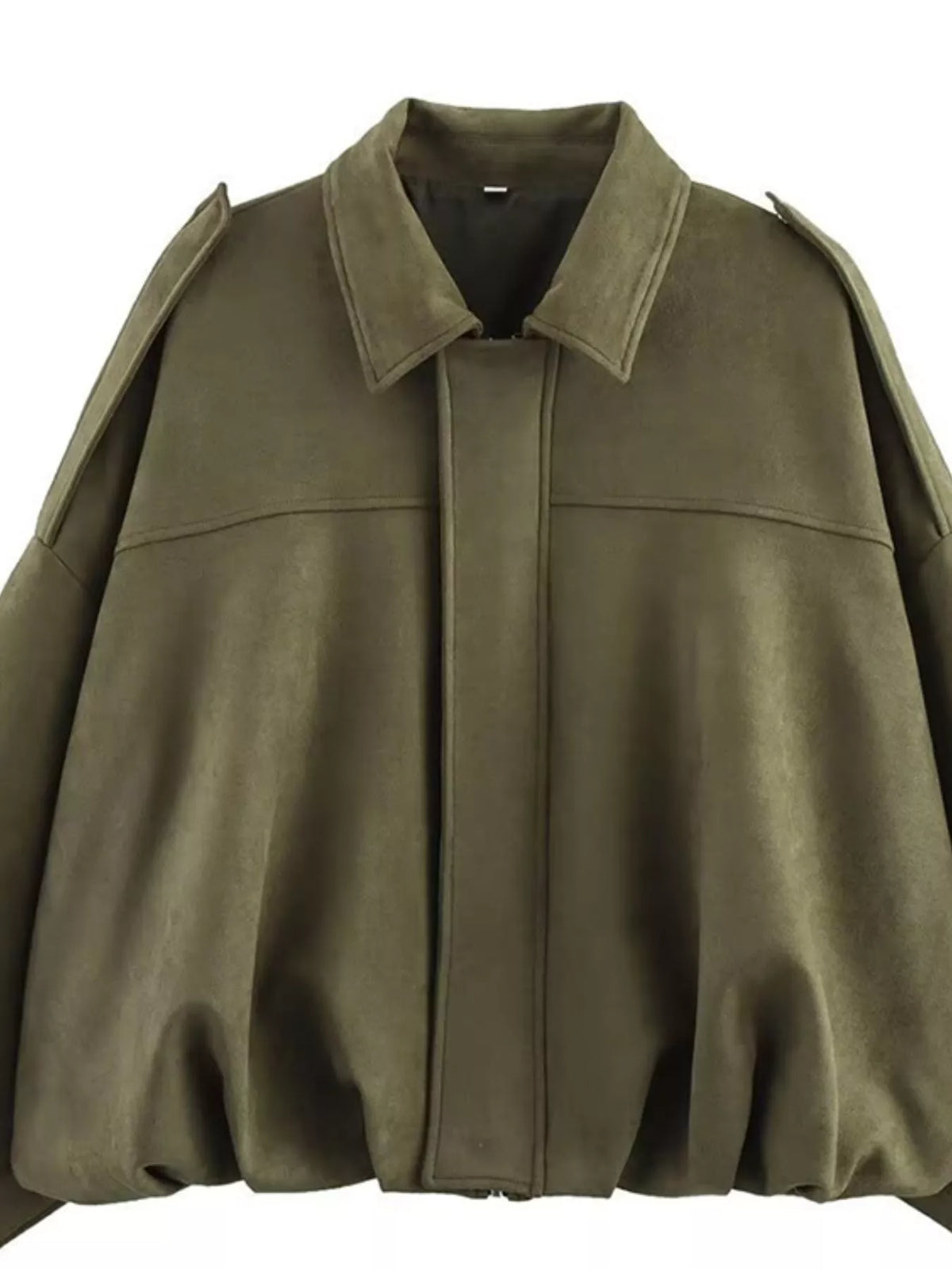 Collared Neck Dropped Shoulder Jacket for Women