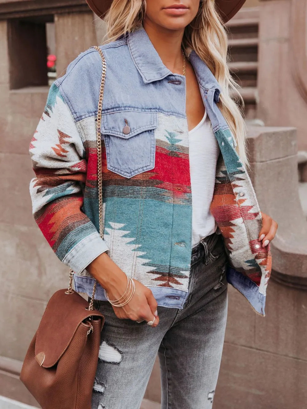 Geometric Button Up Jacket